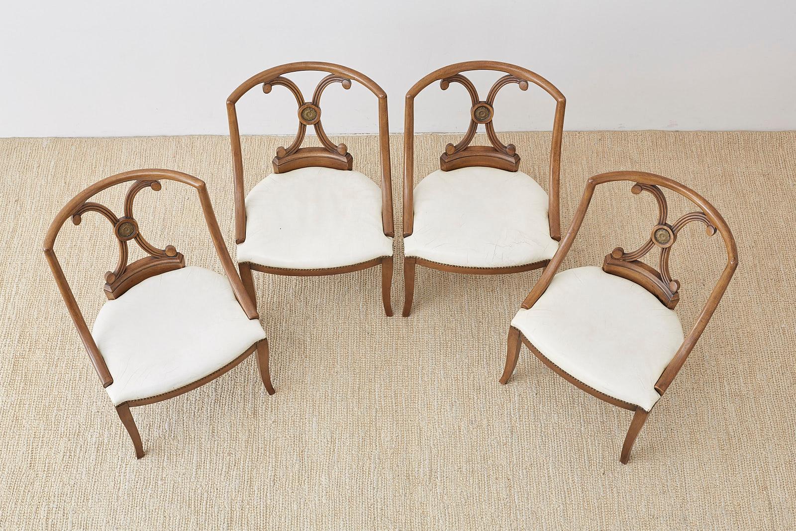 Set of Four Renzo Rutili Leather Dining Chairs In Good Condition In Rio Vista, CA