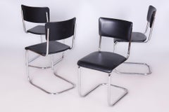 Set di quattro sedie da pranzo Bauhaus restaurate, di Kovona, cromo, ceco, anni '50