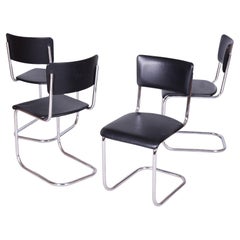Set of Four Resored Bauhaus Dining Chairs, by Kovona, Chrome, Czech, 1950s