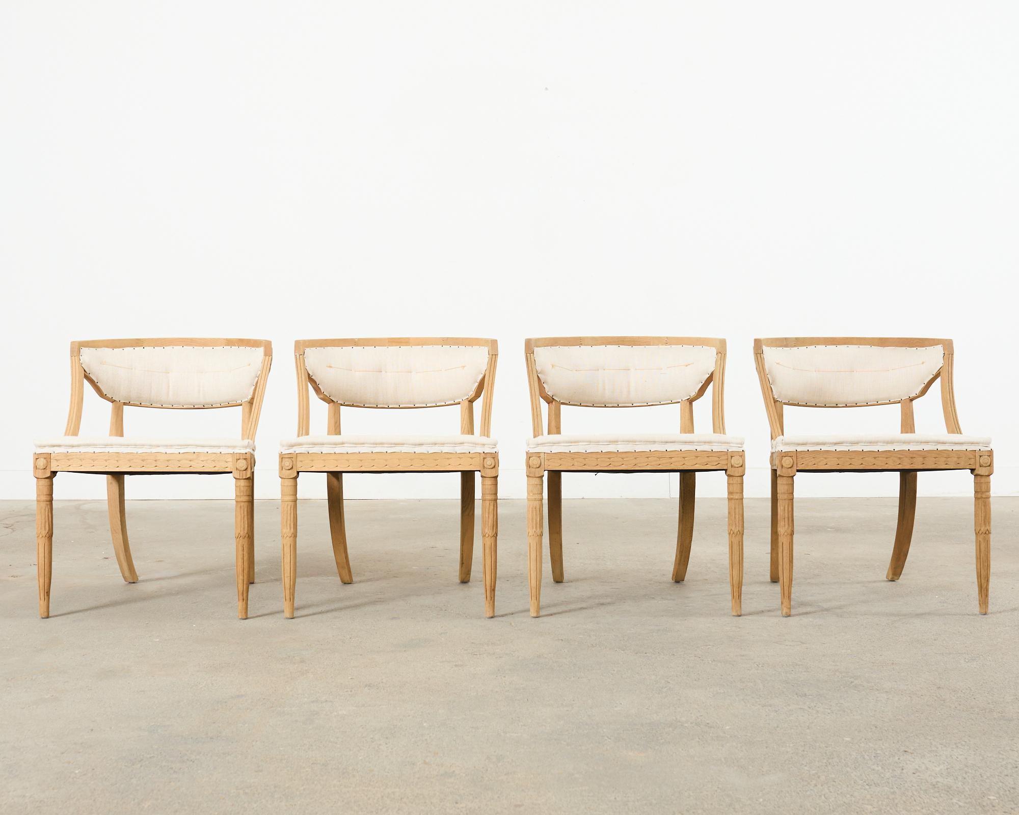 Hand-Crafted Set of Four Restoration Hardware Swedish Gustavian Style Dining Chairs  For Sale