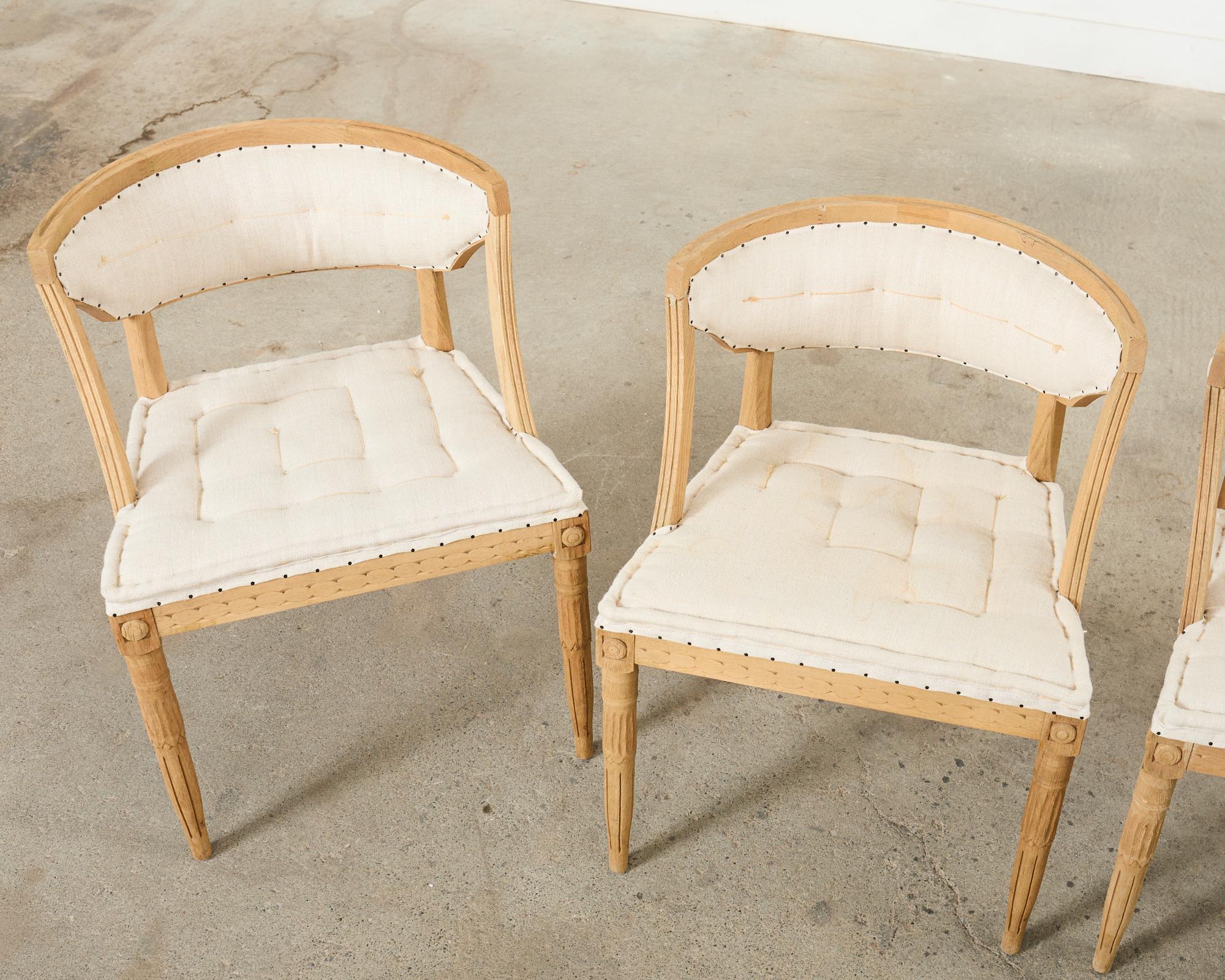 Contemporary Set of Four Restoration Hardware Swedish Gustavian Style Dining Chairs  For Sale