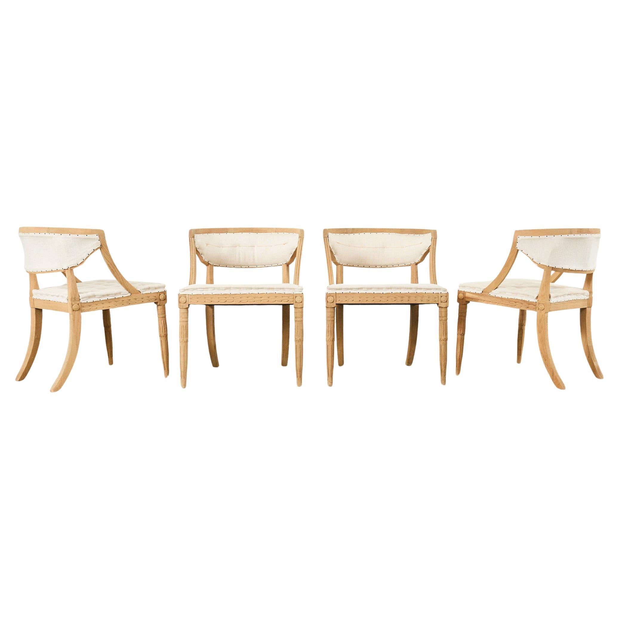 Set of Four Restoration Hardware Swedish Gustavian Style Dining Chairs 