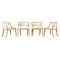 Used Set of Four Restoration Hardware Swedish Gustavian Style Dining Chairs 