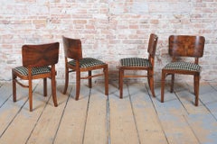 Set of Four Restored Art Deco Chairs, Beech, Spruce, Walnut Veneer, Czech, 1920s