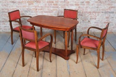 Set of Four Restored Art Deco Chairs, by Jules Leleu, Beech, France, 1930s