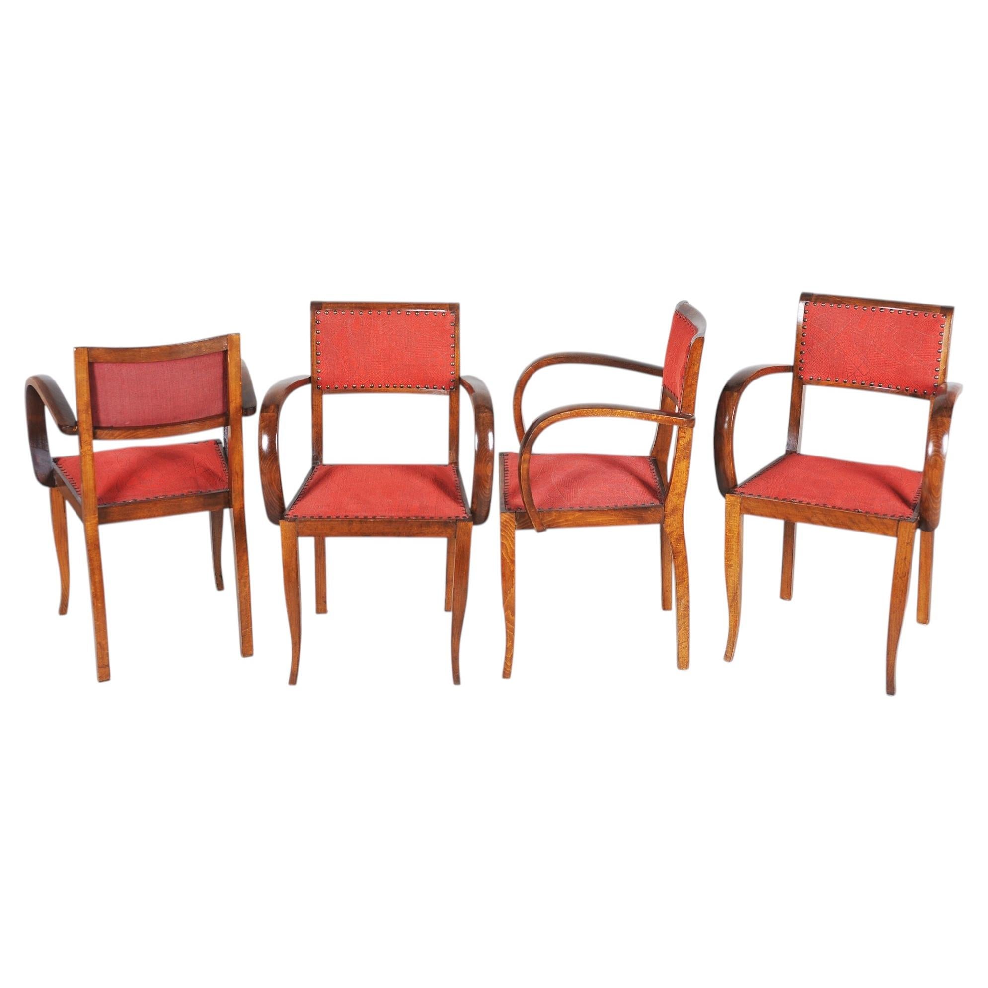 Satz von vier restaurierten Art-Déco-Stühlen, Jules Leleu, Buche, Frankreich, 1930er Jahre im Angebot