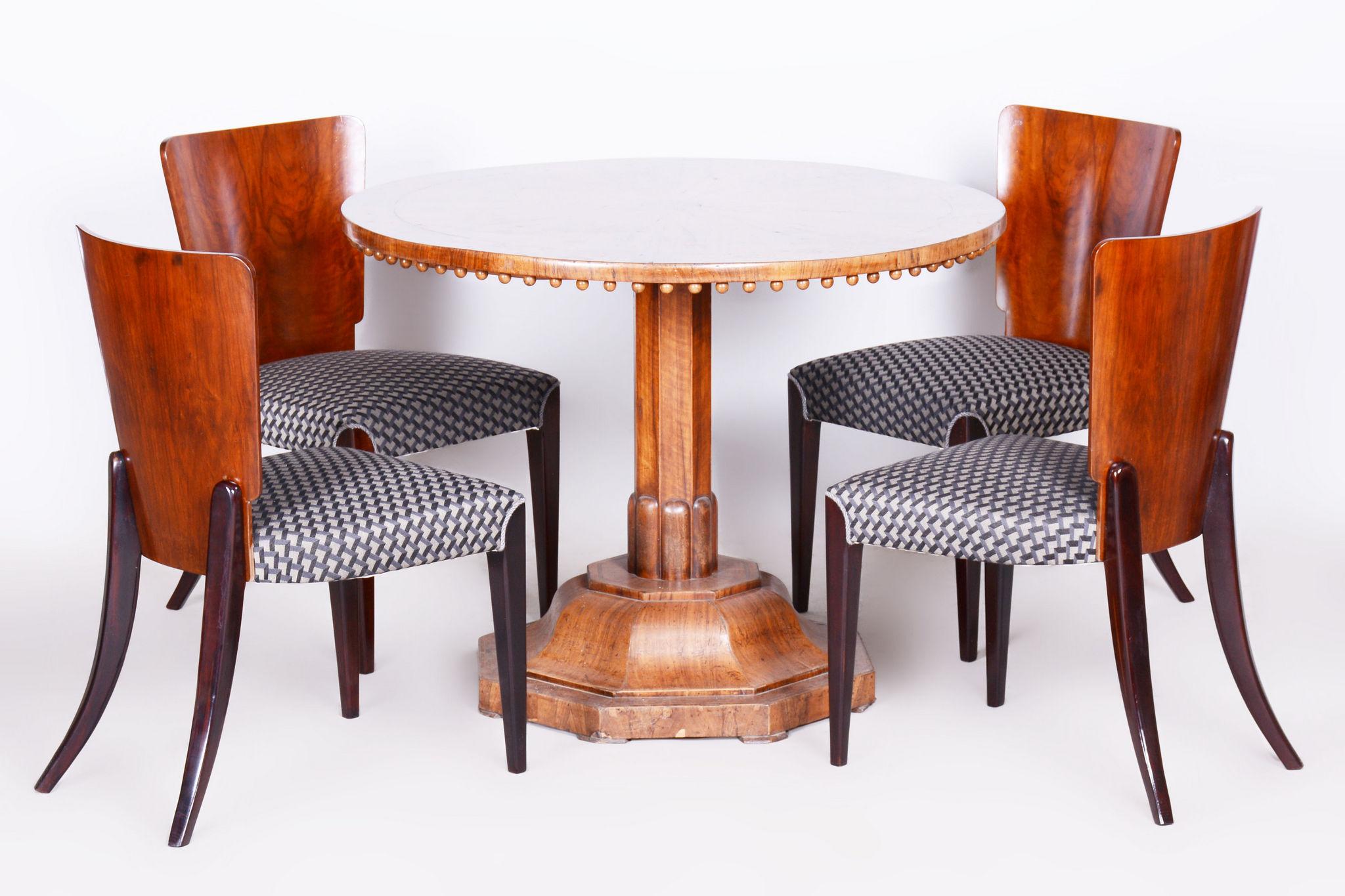 Set of Four Restored ArtDeco Chairs, Halabala, UP Zavody, Beech, Czechia, 1930s For Sale 6