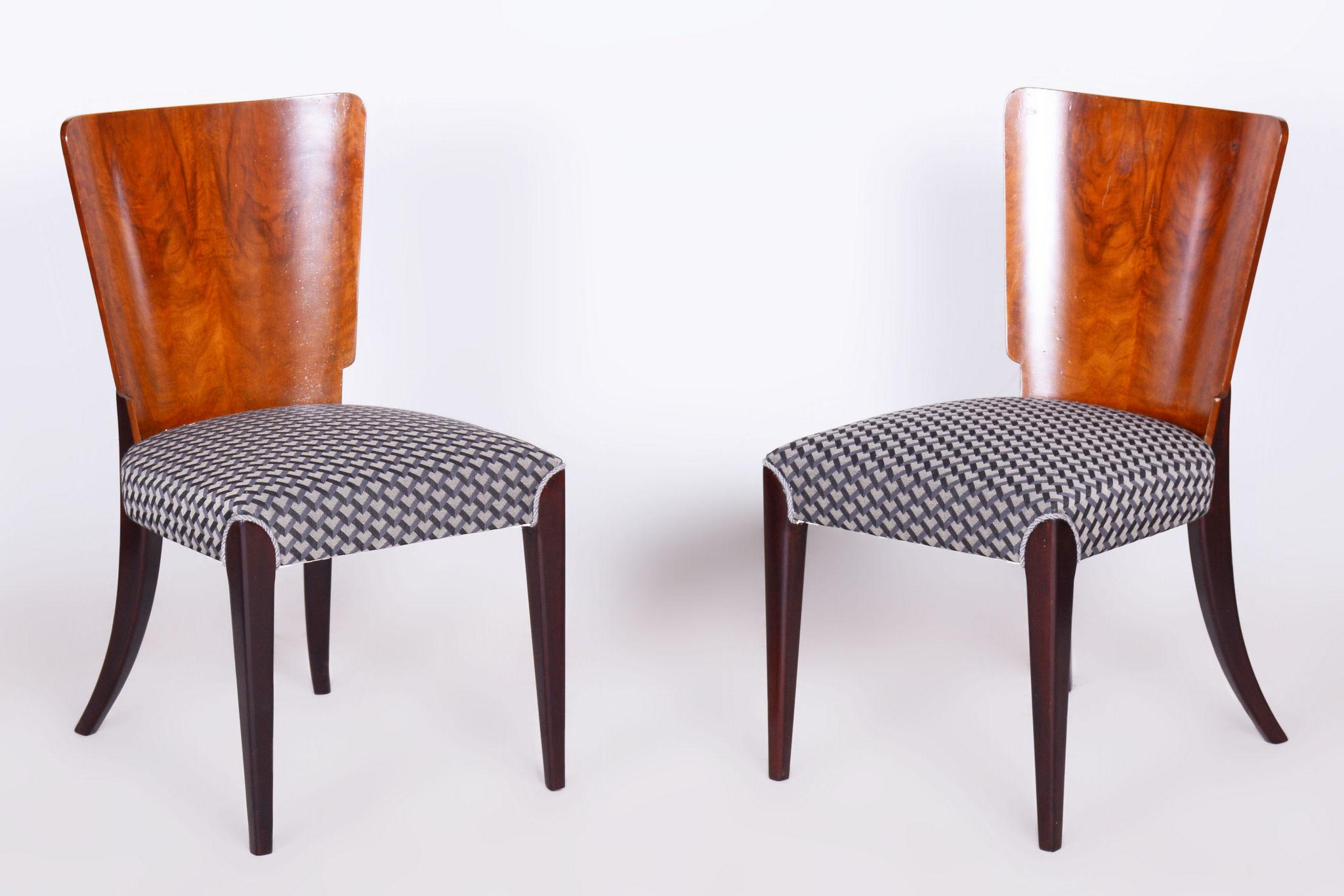 Upholstery Set of Four Restored ArtDeco Chairs, Halabala, UP Zavody, Beech, Czechia, 1930s For Sale