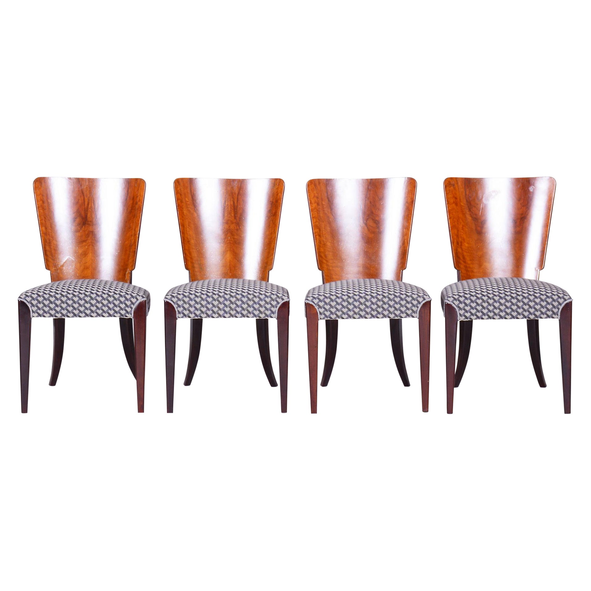 Set di quattro sedie ArtDeco restaurate, Halabala, Up Zavody, Faggio, Cechia, anni '30
