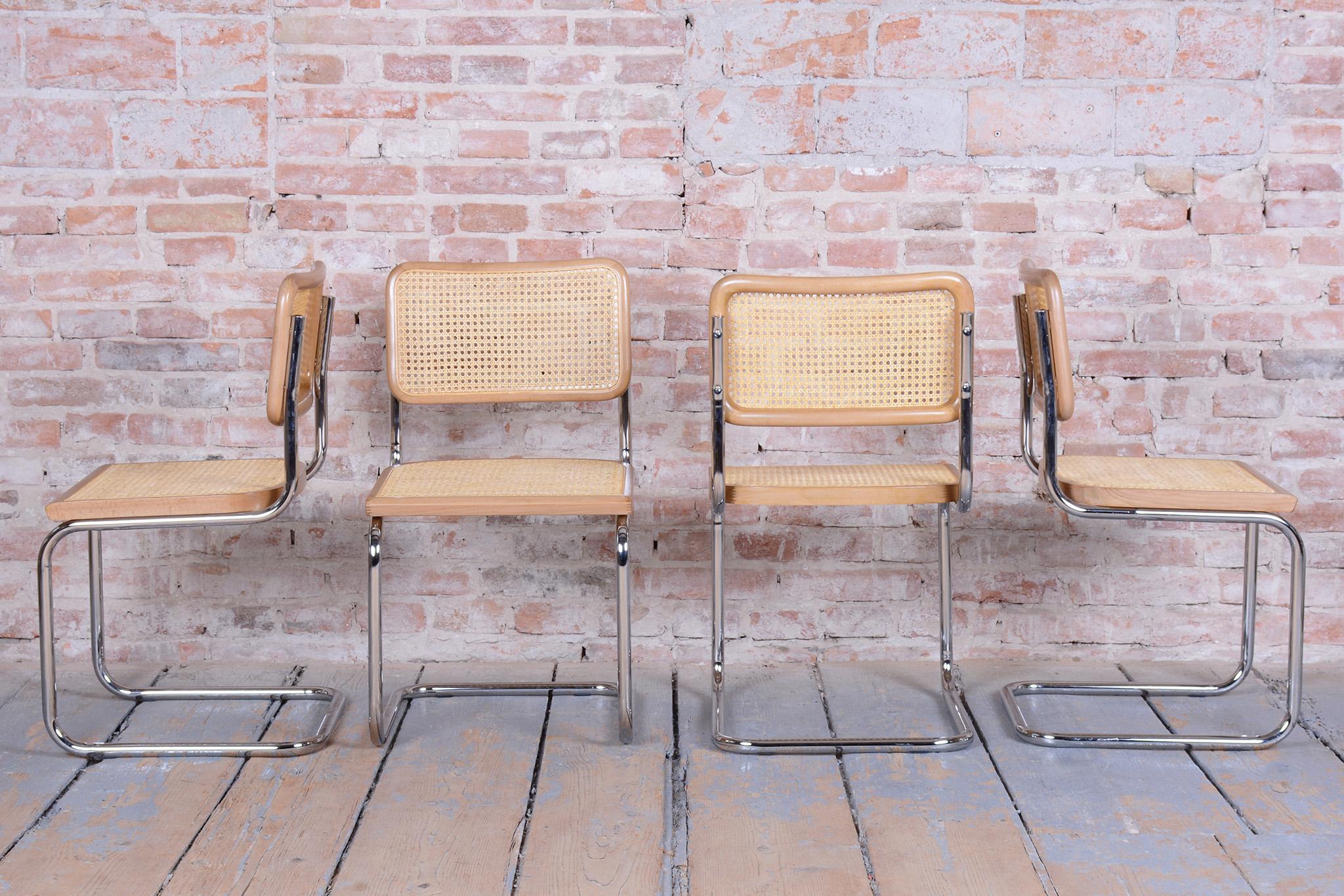 Set of Four Restored Bauhaus Cesca Chairs, by M. Breuer, Chrome, Italy, 1980s In condizioni buone in vendita a Brandys nad Labem, Středočeský kraj