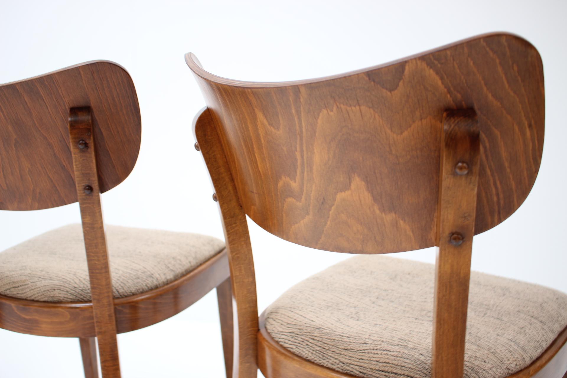 Czech Set of Four Restored Dining Chairs Designed by Jindřich Halabala, 1960s