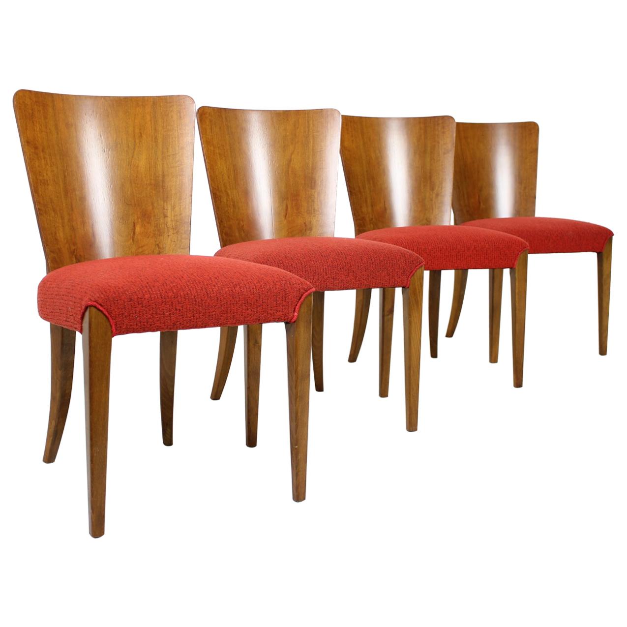 Set of Four Restored Dining Chairs Model H214 Designed by Jindřich