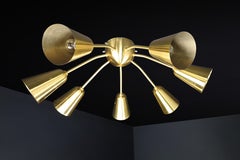 Set of Four Restored Italian Mid-Century Solid Brass Sputnik Chandelier, 1950s
