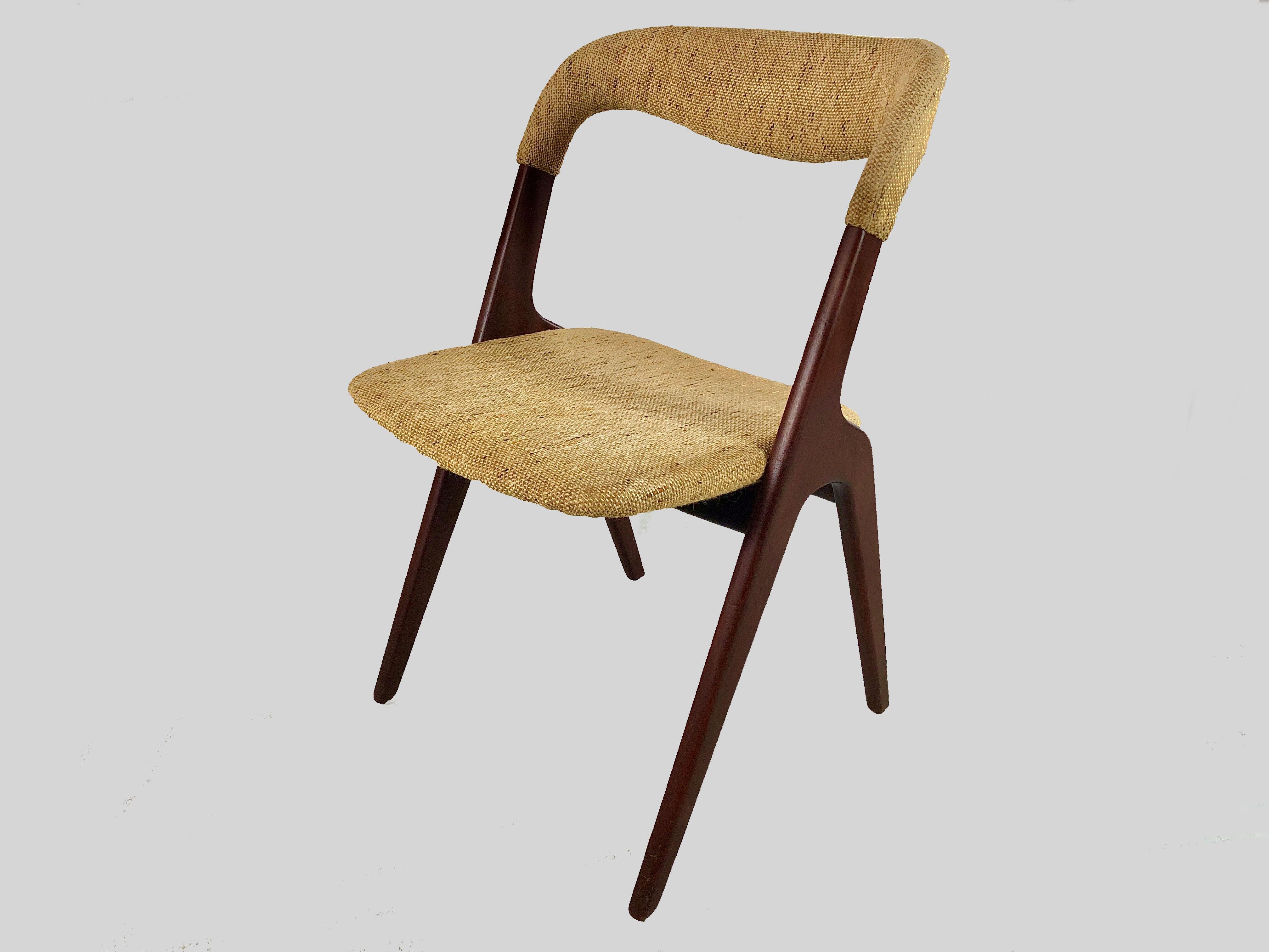 Scandinavian Modern Four Restored Johannes AndersenTeak Dining Chairs Custom Reupholstery Included For Sale