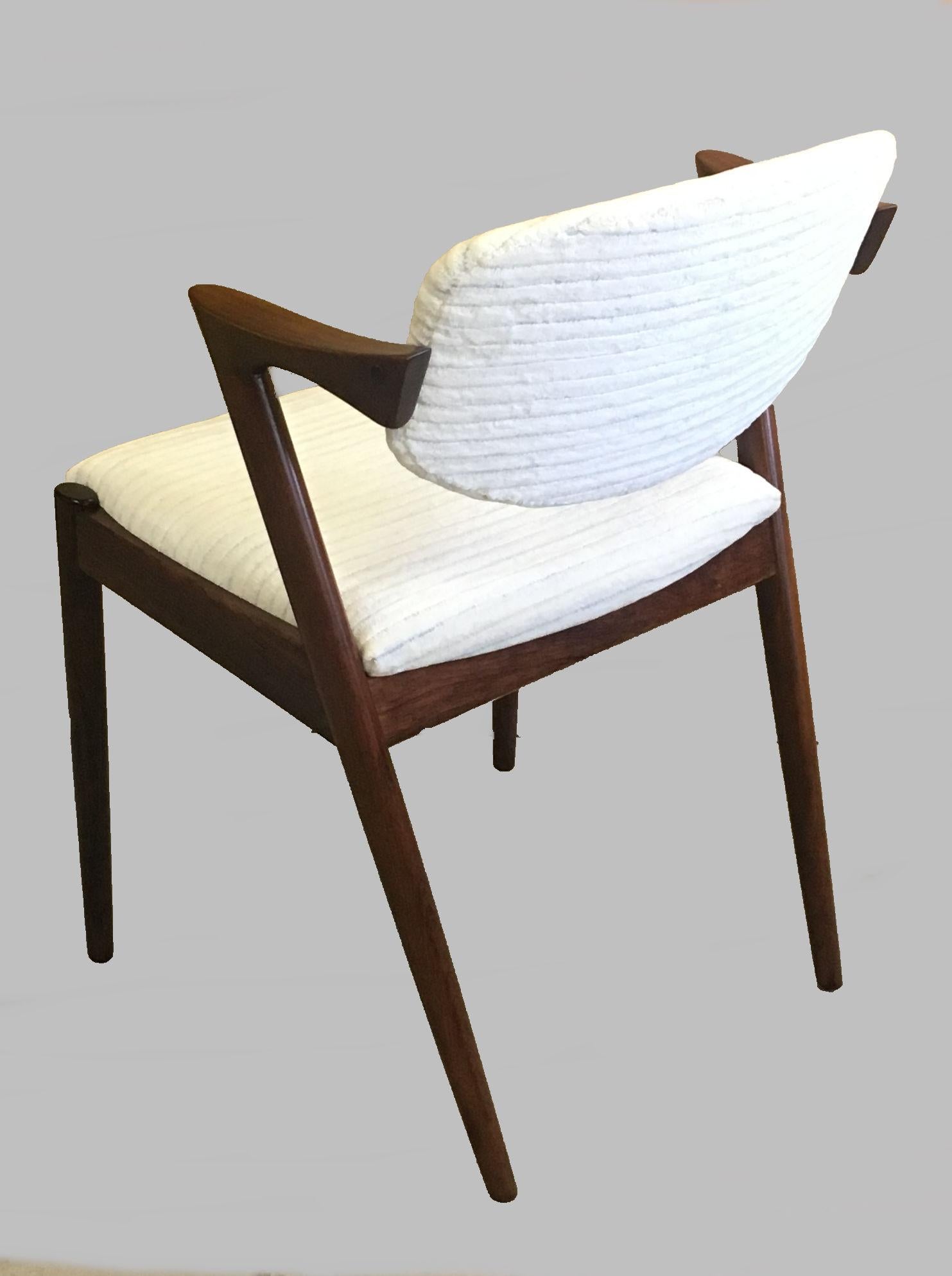 Set of Four Restored Kai Kristiansen Rosewood Dining Chairs - Custom Upholstery For Sale 1