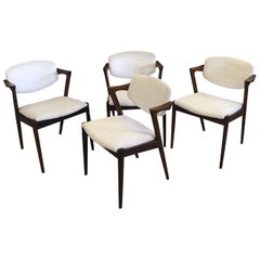 Retro Set of Four Restored Kai Kristiansen Rosewood Dining Chairs Inc. Reupholstery