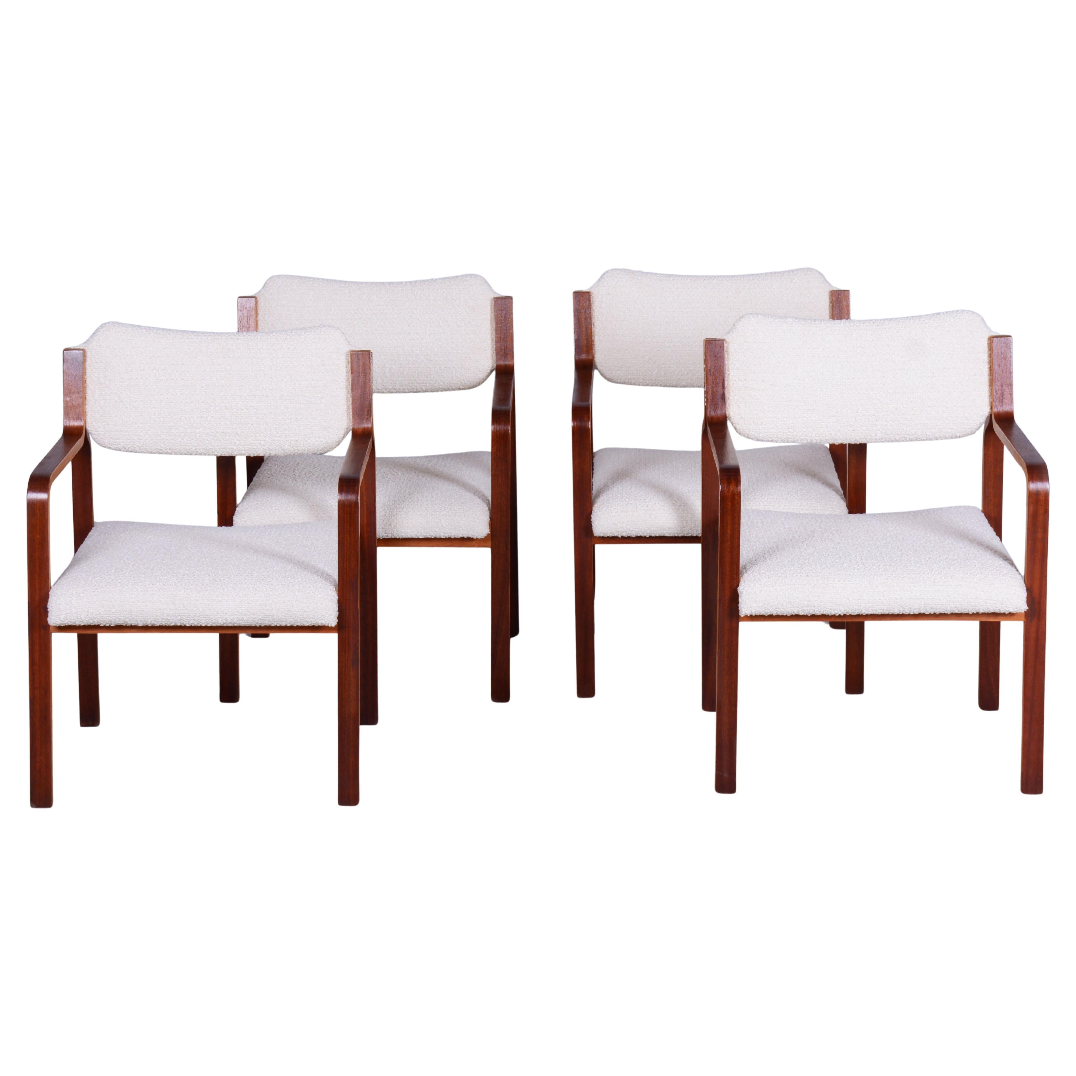 Set of Four Restored Mid Century Chairs, by Ludvik Volak, Mahogany, Czech, 1960s