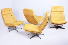 Set of Four Restored Mid-Century Swivel Chairs, by Gerald  Neusser, Czech, 1960s
