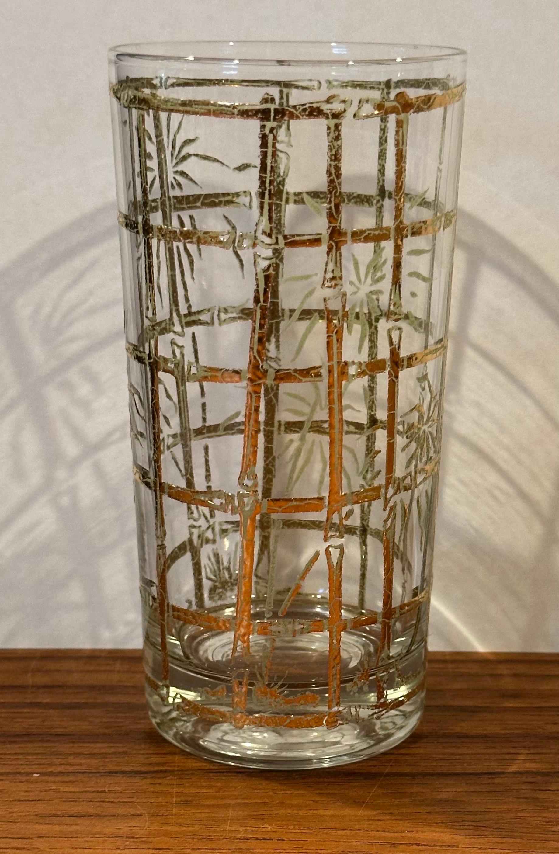 Set von vier Retro-Cocktailgläsern mit „Bamboo“-Motiv und hohem Blassmotiv von Culver LTD im Angebot 3