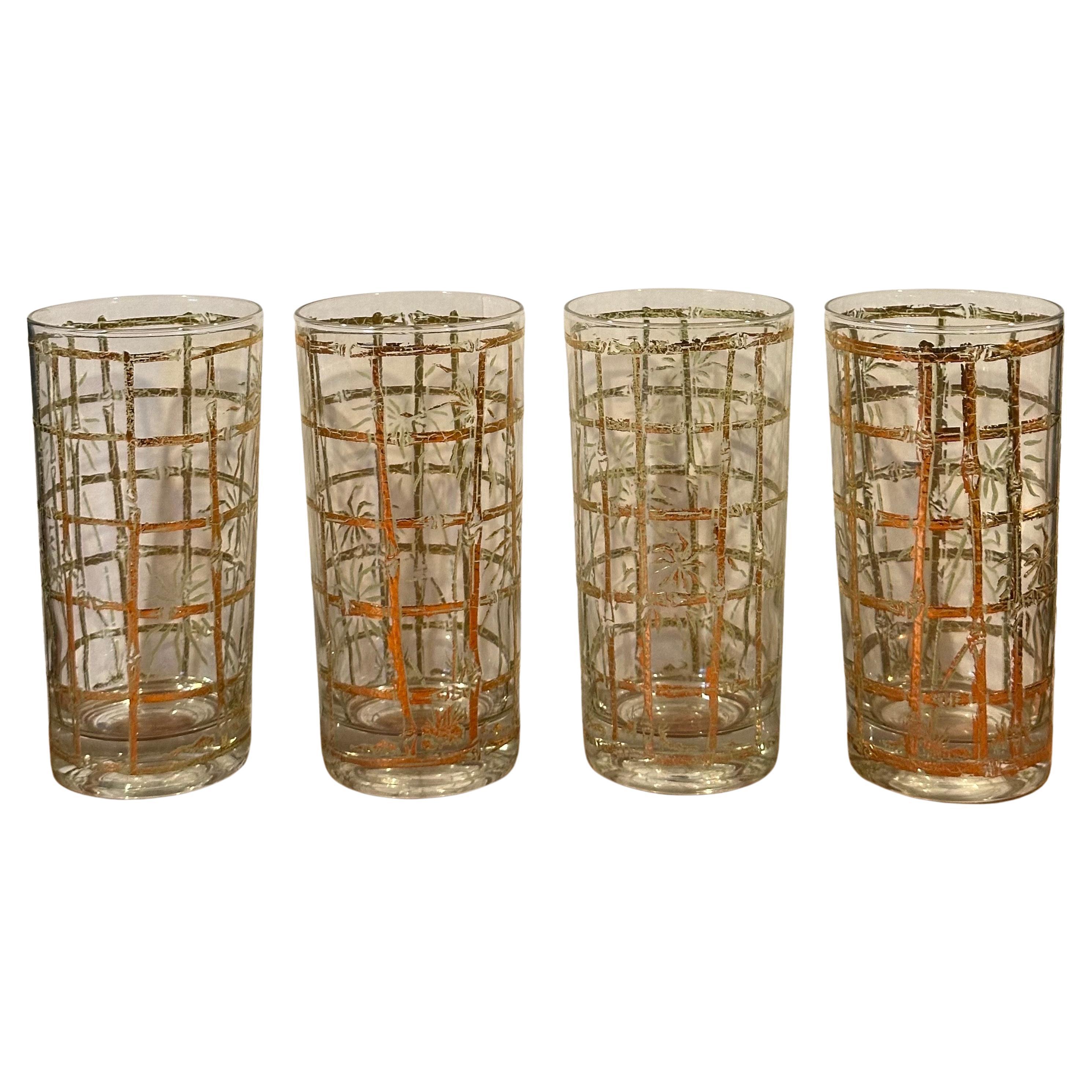 Set von vier Retro-Cocktailgläsern mit „Bamboo“-Motiv und hohem Blassmotiv von Culver LTD im Angebot 4