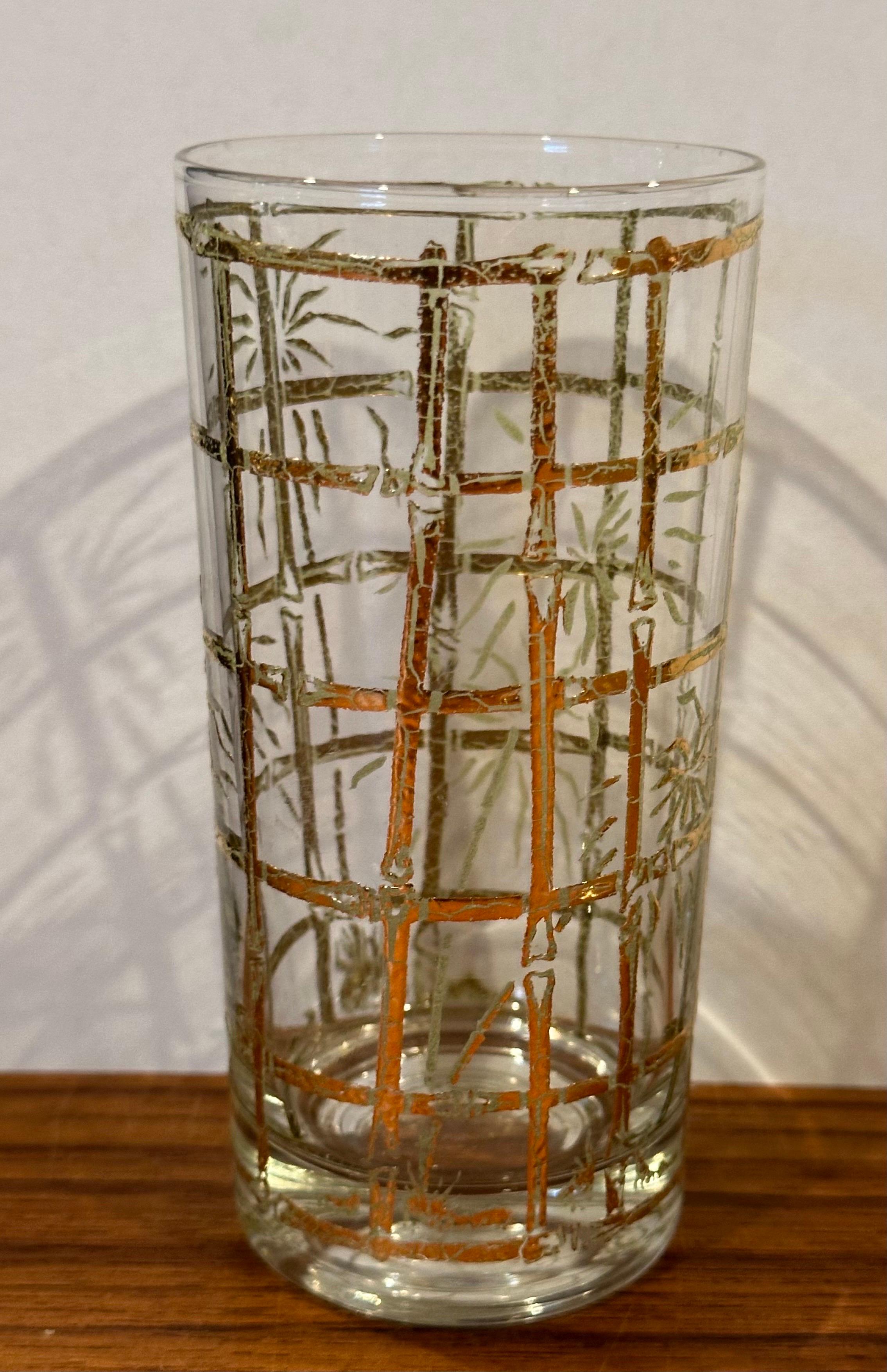 Set von vier Retro-Cocktailgläsern mit „Bamboo“-Motiv und hohem Blassmotiv von Culver LTD im Angebot 1