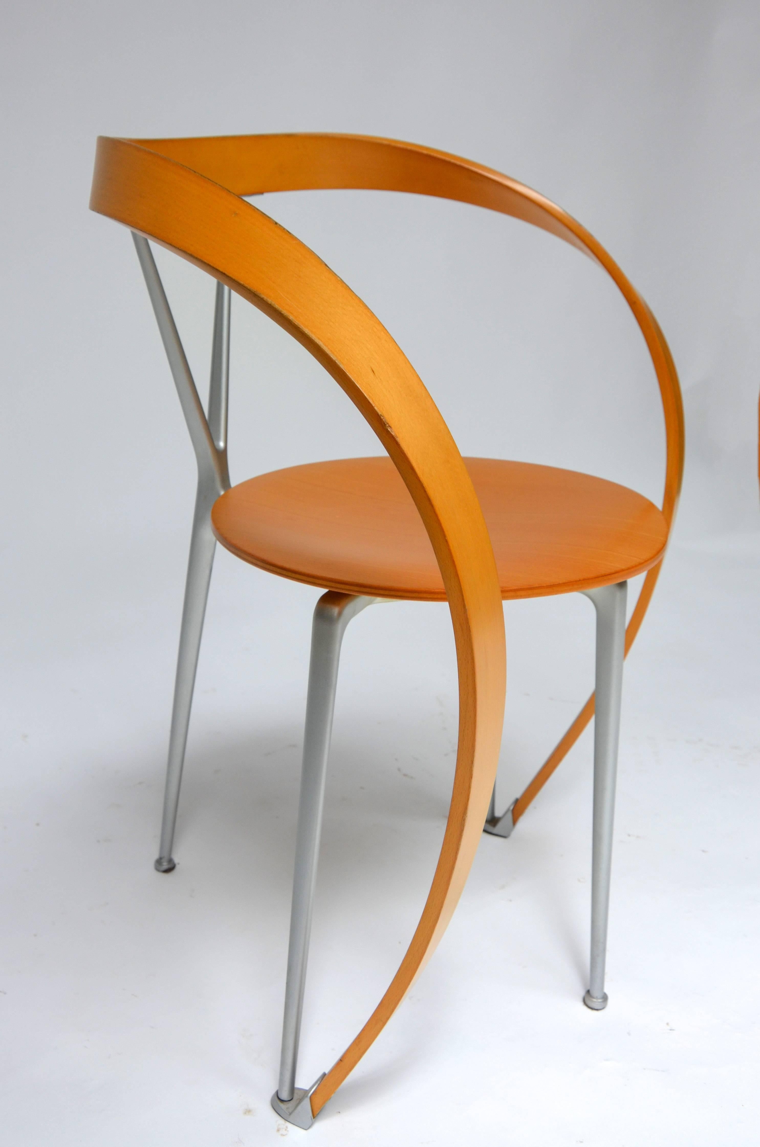Aluminum Set of Four Revers Chairs, Andrea Branzi for Cassina, 1993
