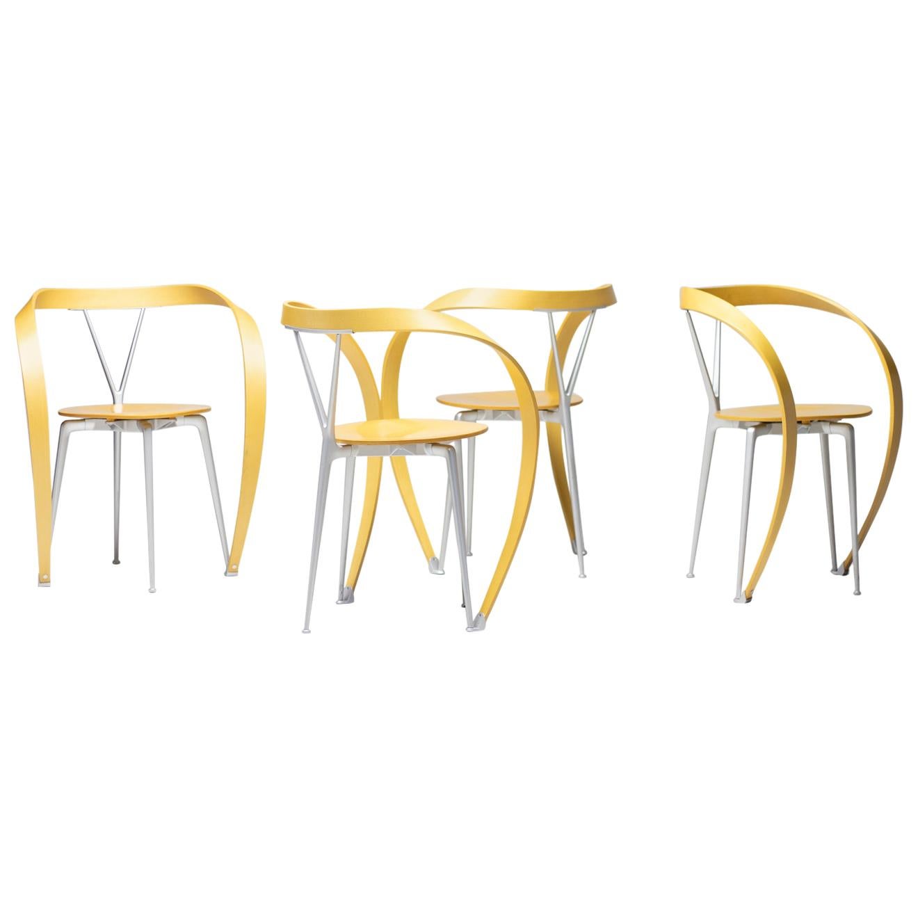 Set of Four Revers Chairs by Andrea Branzi for Cassina, Italy