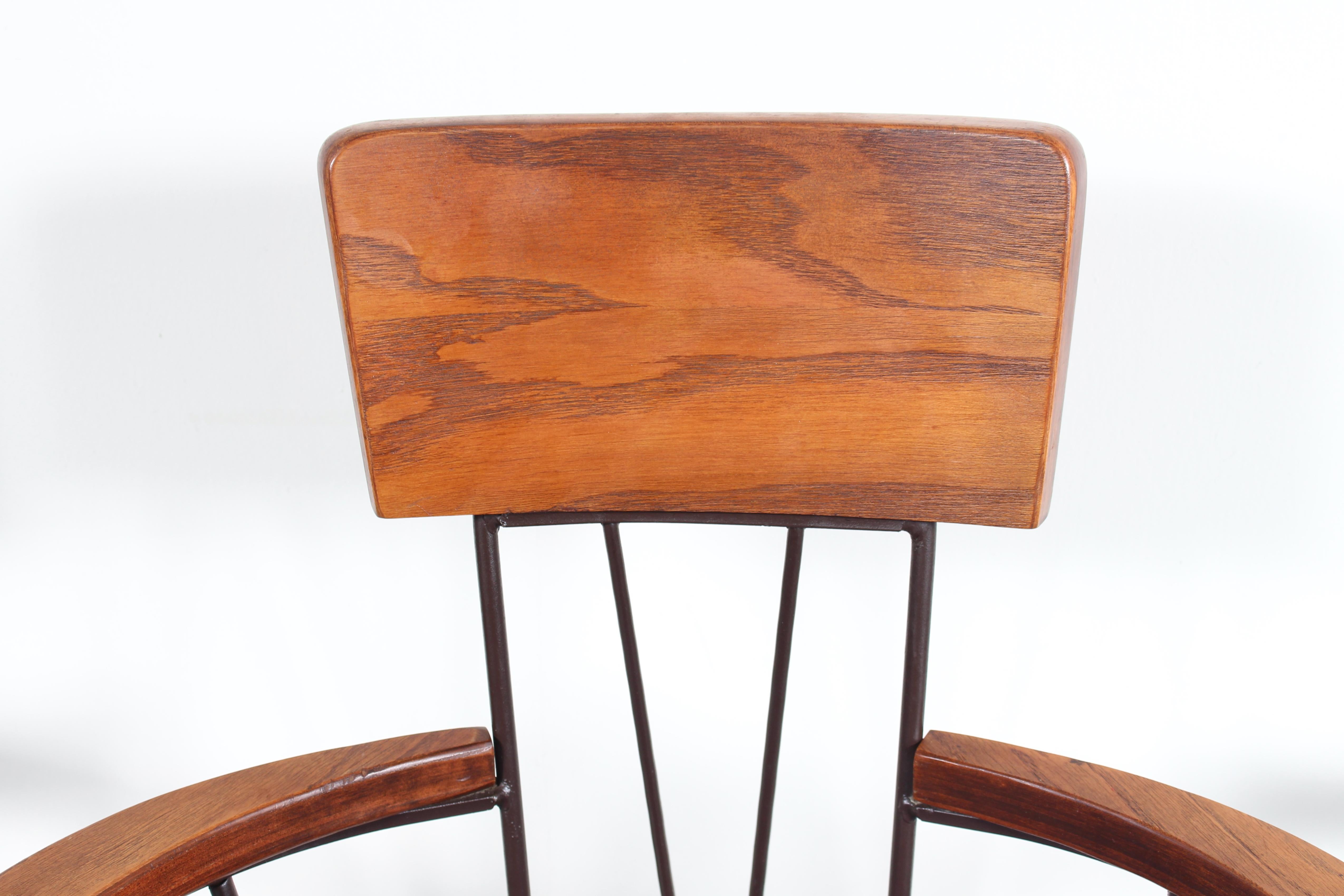 Ensemble de 4 fauteuils de capitaine en chêne et fer rembourrés Richard McCarthy pour Selrite, années 1950 en vente 8