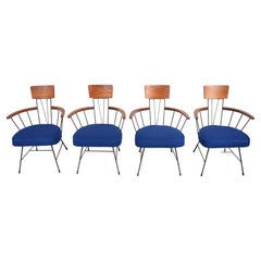 Set 4 gepolsterte Kapitänsstühle aus Eiche und Eisen, Richard McCarthy für Selrite, 1950er Jahre