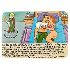 Set of Four Risque Contemporary Ex-Vatos / Retablos the Style of Alfredo Vilchis