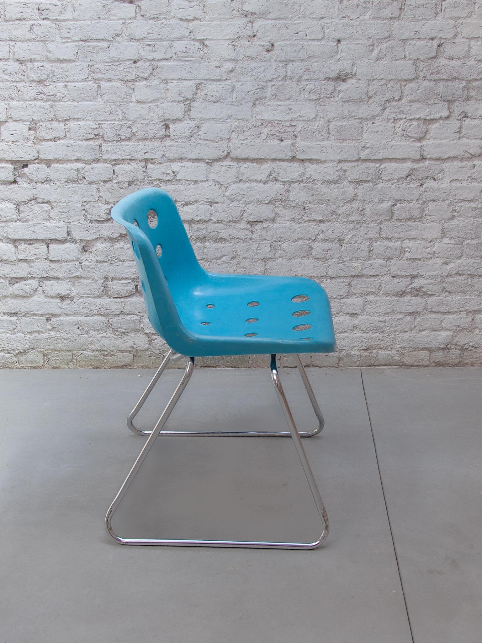 Molded Set of four Robin Day 'Polo' Sled, Stackable Chairs, 1960s Indoor and Outdoor For Sale