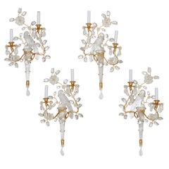 Set of Four Rock Crystal Sconces, Style of Maison Bagues