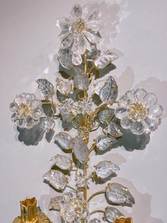 Set of Four Rock Crystal Two Light Bouquet Sconces