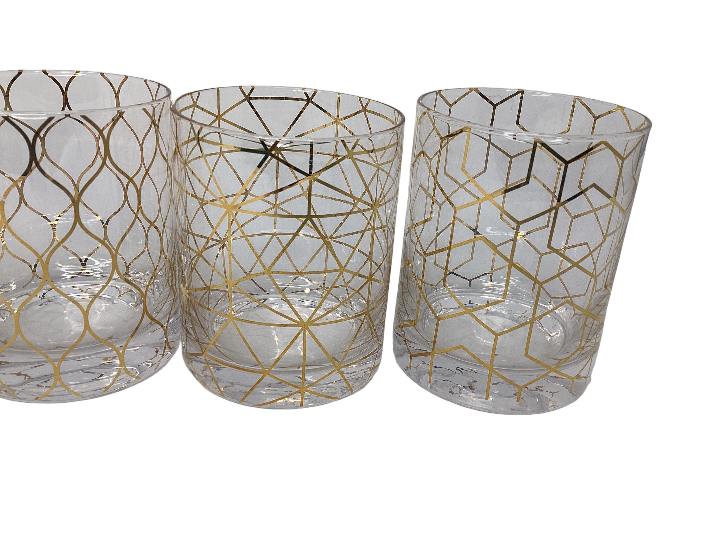 American Set of Four Rocks Glasses with Geometric Shapes  For Sale