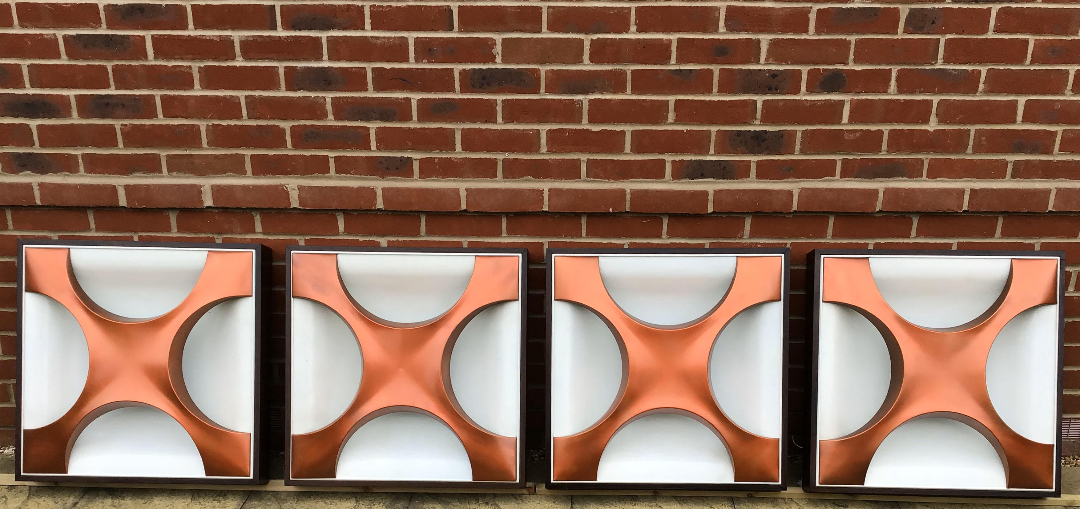 20th Century Set of Four Rolf Krüger Cross Oyster Flush Mounted Ceiling Light Panels For Sale