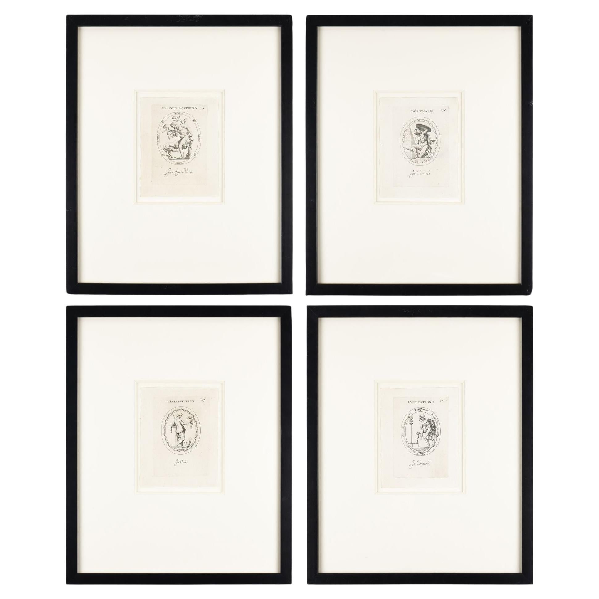 Set of four Roman intaglio engravings by Leonardo Agostini, 1685-1793