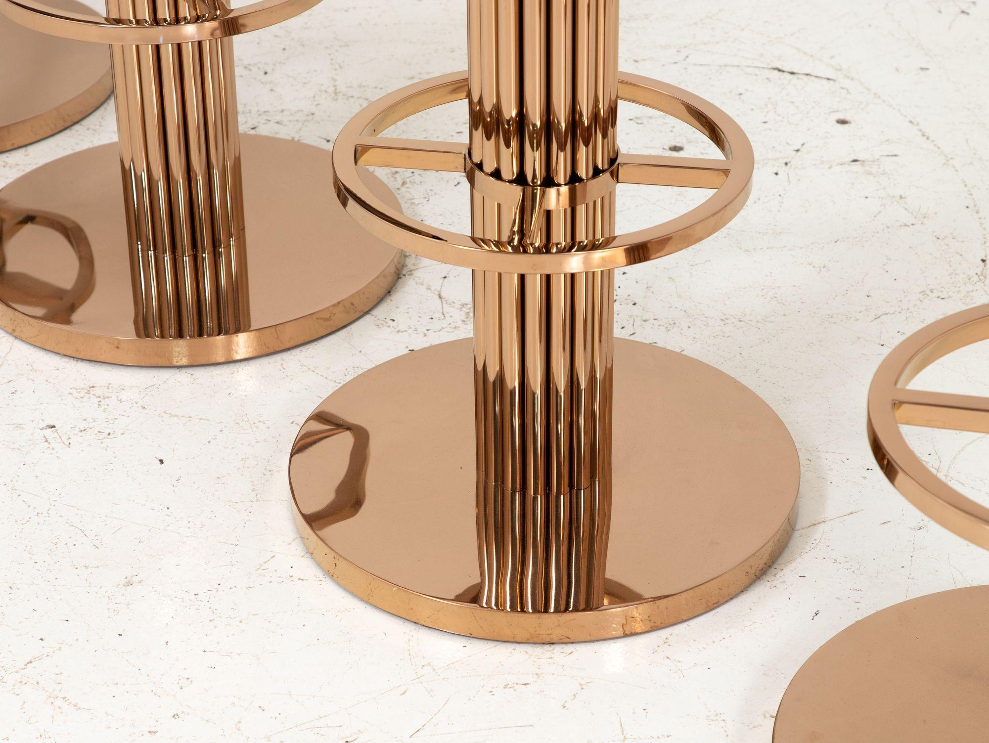 Set of Four Rose Gold and Emerald Barstools in the Design For Leisure Style 1