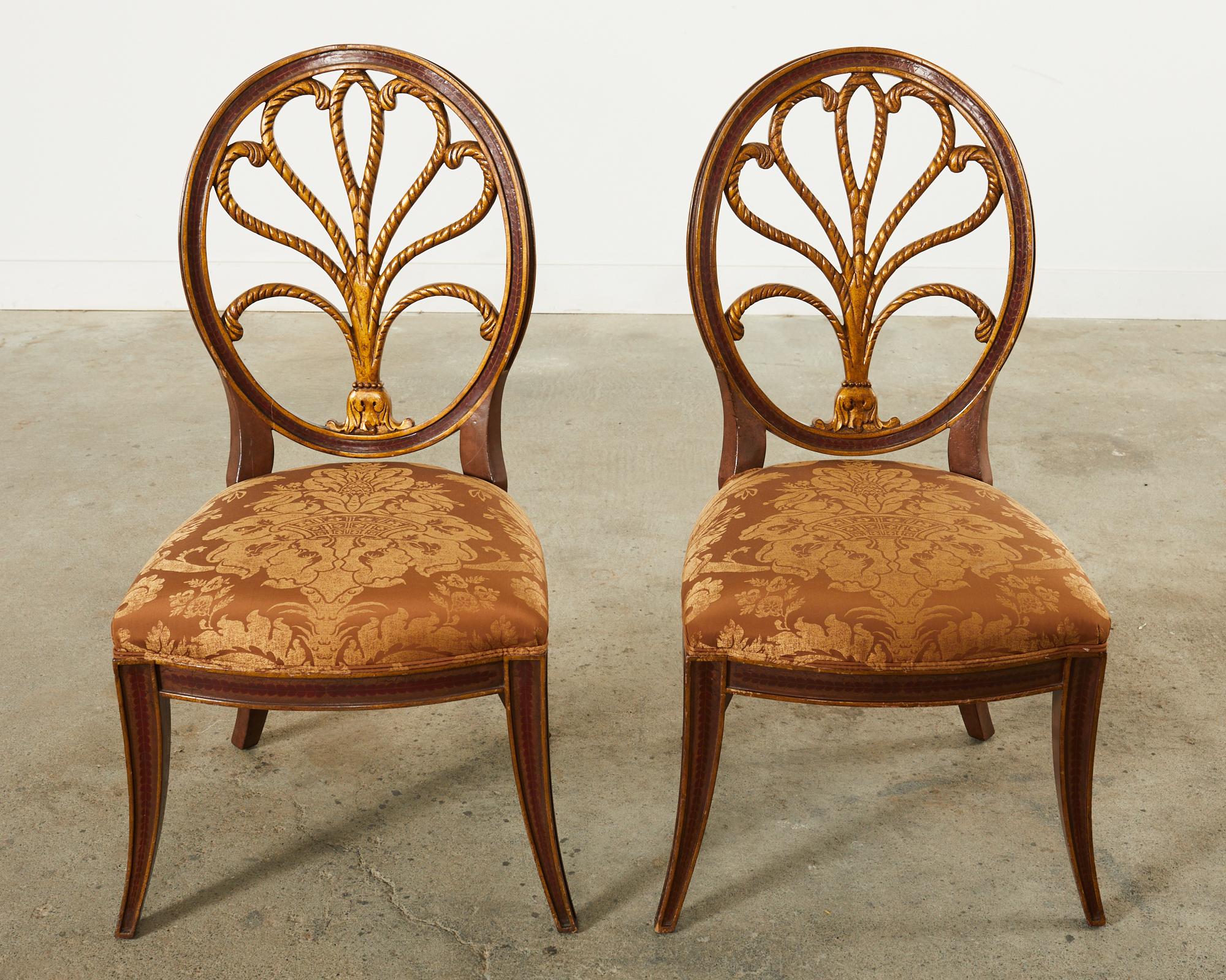 Neoclassical Set of Four Rose Tarlow Feather Chairs with Fortuny Seats For Sale