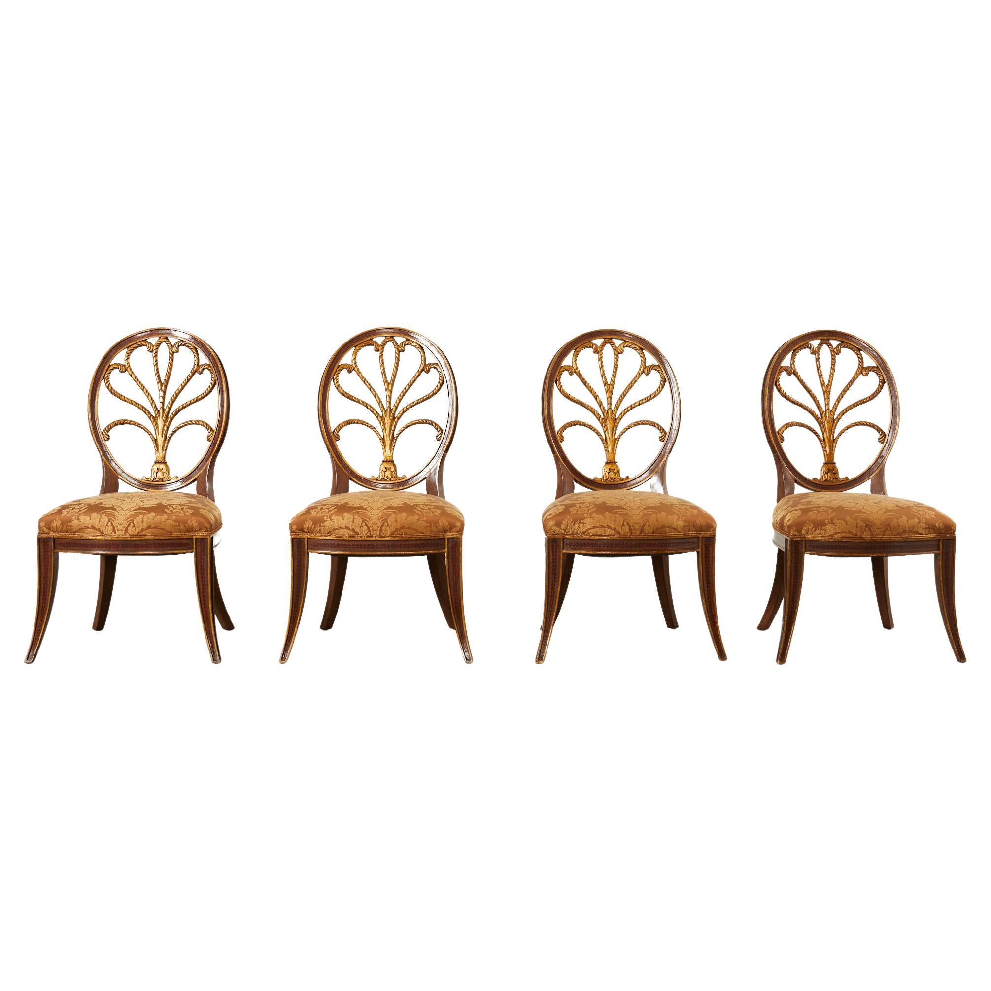 Set of Four Rose Tarlow Feather Chairs with Fortuny Seats For Sale