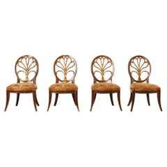 Antique Set of Four Rose Tarlow Feather Chairs with Fortuny Seats