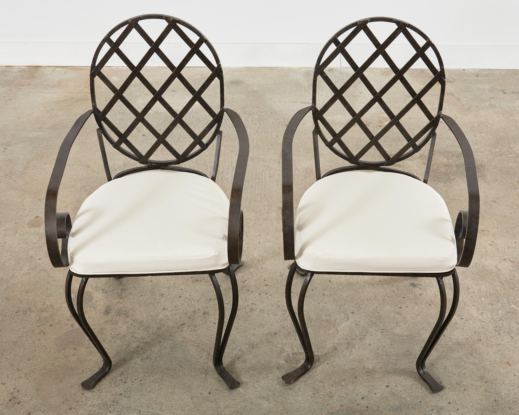 Set of Four Rose Tarlow Style Iron Garden Dining Armchairs In Good Condition In Rio Vista, CA