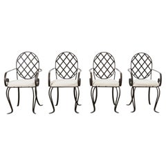 Set of Four Rose Tarlow Style Iron Garden Dining Armchairs