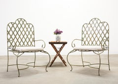 Set of Four Rose Tarlow Style Iron Lattice Garden Chairs