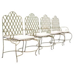 Set of Four Rose Tarlow Style Iron Lattice Garden Chairs