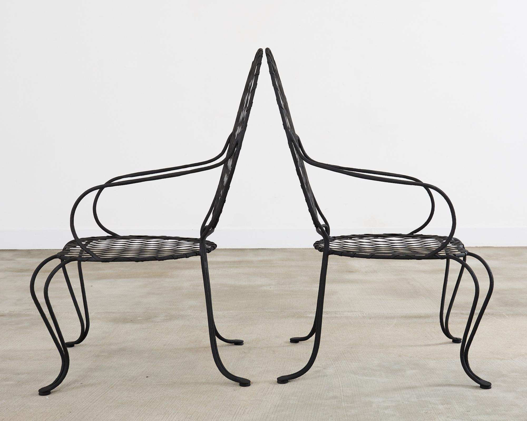 Juego de cuatro sillones de comedor de jardín Rose Tarlow Twig de hierro en venta 3