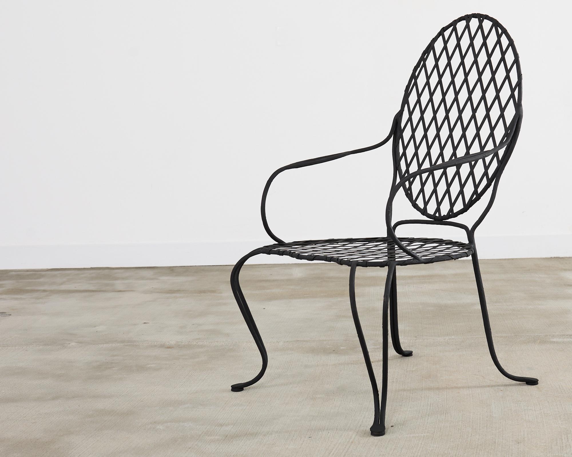 Juego de cuatro sillones de comedor de jardín Rose Tarlow Twig de hierro en venta 7