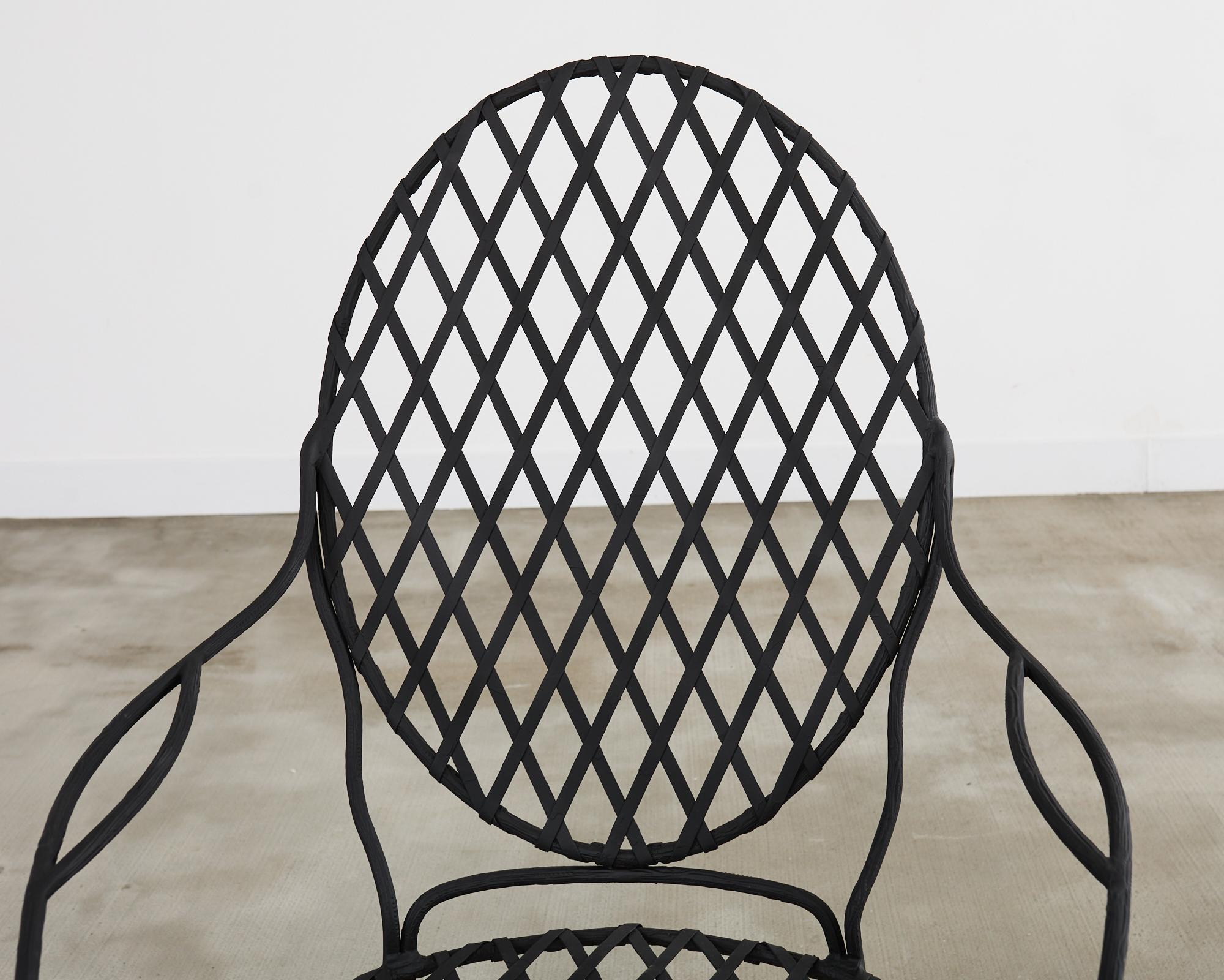 Juego de cuatro sillones de comedor de jardín Rose Tarlow Twig de hierro en venta 8