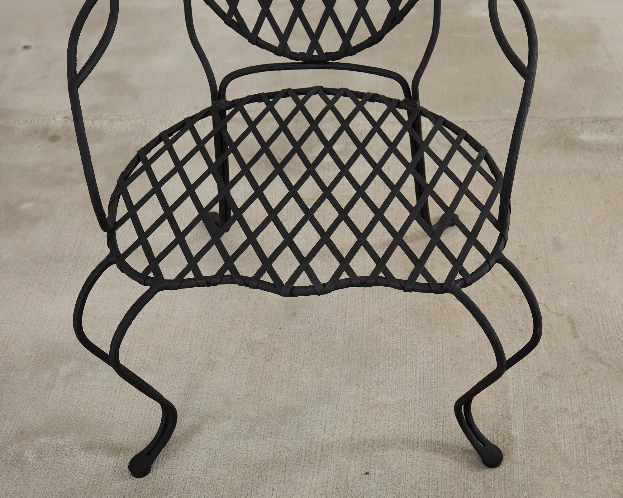 Juego de cuatro sillones de comedor de jardín Rose Tarlow Twig de hierro en venta 9