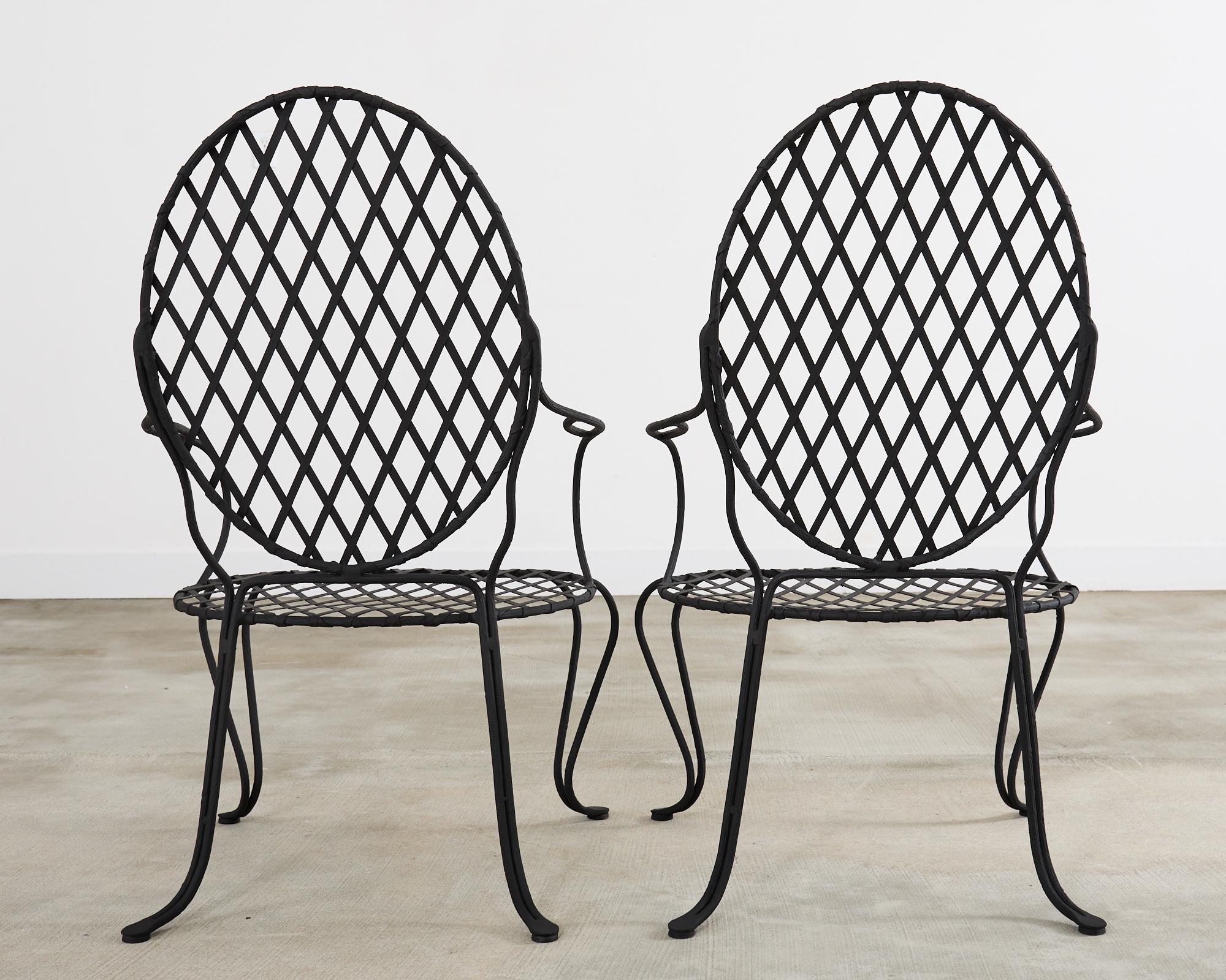 Juego de cuatro sillones de comedor de jardín Rose Tarlow Twig de hierro en venta 12