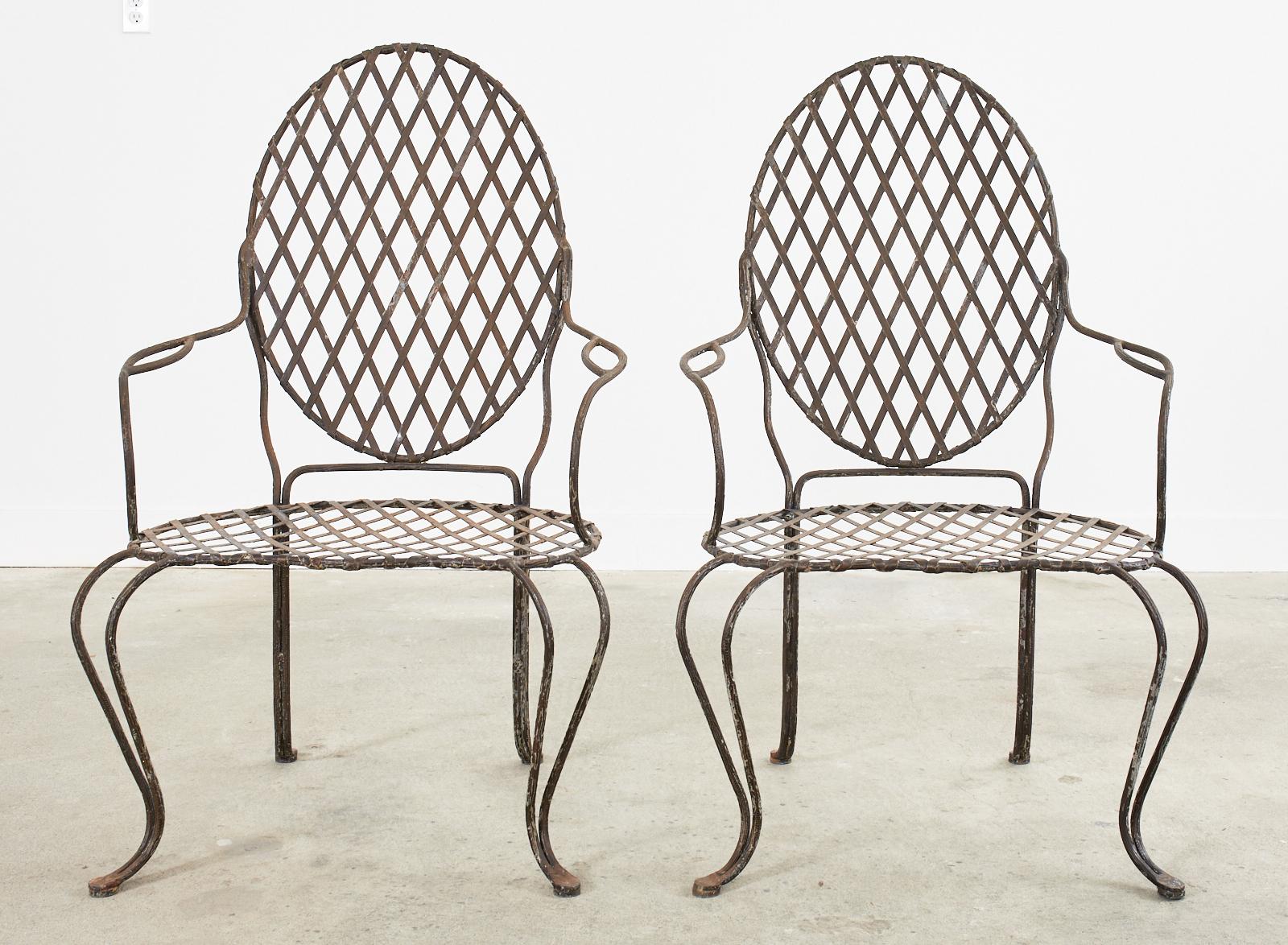 Hand-Crafted Set of Four Rose Tarlow Twig Iron Garden Dining Armchairs